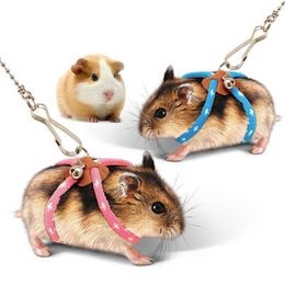 Dog Collars Leashes Small Animal Pet Adjustable Soft Harness Bird Mouse Hamster Ferrets Rat Pig Leash Antibite Traction Rope Guinea Accessories Z0609