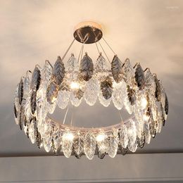 Pendant Lamps Fashion Crystal Chandelier Living Room Round Dining Lamp Household Luxury Villa Hall Creative Studio High-end