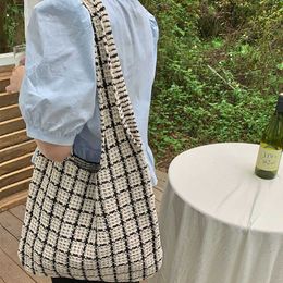 Beach Bags New Bag for Women's Small Fragrant Knit Woven Large Capacity Tote Handbag Versatile Shoulder