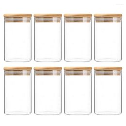 Storage Bottles 8Pcs 175ML Food Canister Glass Jar With Bamboo Lid Silicone Ring Airtight Sealing Kitchen Container Set