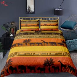 Bedding sets Homesky Sets Retro Africa Animals Duvet Cover Pillowcase 2 3pcs Bed Twin Queen King Size Clothes Home Textiles 230609