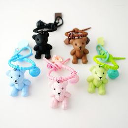 Keychains Cute Bear Key Chain Resin Keychain Kawaii Charm Donut Doll Bag Pendant Car Ring For Girls Gift Wholesales X138