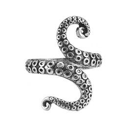 Retro Creative Silver Colour Octopus Open Ring Octopus Tentacle Ring Men Domineering Jewellery