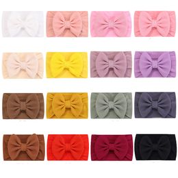 Baby Girl Solid Colour Handmade Bowknots Headbands Children Elastic Headwear Party Club Decor Hair Accessories