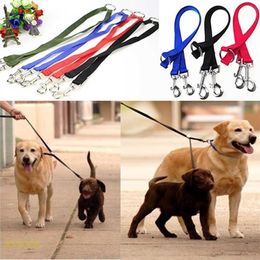 Dog Collars Leashes Nylon Double Lead Leash Pet Traction Rope Outdoor Walking Z0609
