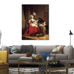 Portrait Canvas Art Marie Antoinette and Her Children 1787 Elisabeth Vigee Lebrun Painting Handmade Classical Artwork Home Decor