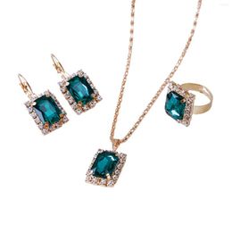 Necklace Earrings Set Women's Crystal Stone Jewellery With Shiny Rhinestone Luxurious Style