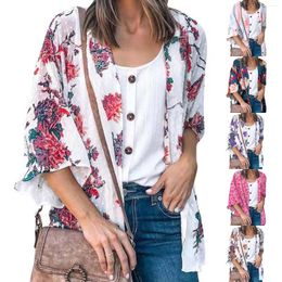 Women's Swimwear Cardigans For Women Dressy Chiffon Floral Kimonos Sun Cover Up Top Boho Casual Shawl Beach Open Front Clothes