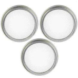 Dinnerware Sets 3 Pcs Sprouting Jar Lid Lids Stainless Steel Screen Mesh Dish Strainer Mason Can Screens