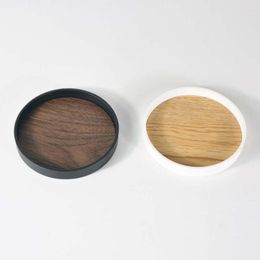 Table Mats 1Pc Round Solid Wooden Tea Tray Coffee Snack Food Meals Chinese Serving Rectangular Tradition