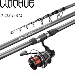 Rod Reel Combo LINNHUE Fishing 2.4m 5.4m Spinning Long S Carbon Fiber Section 5 8 Ocean Pesca fishing ES9000 230609