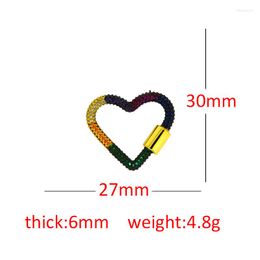 Charms 3 Pcs Gold Copper Micro-color Zircon Geometry Heart Charm Buckle Pendant Trend For Making DIY Jewellery Necklace Wholesale