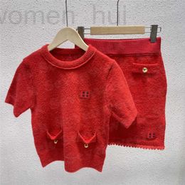 Basic & Casual Dresses designer Red Dress Letter Knit Tops Sets For Women Designer Fashion Ladies Short Skirts Knitting Sweaters Tees EC1X