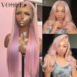 Hair pieces Light Pink 13x4 Transparent Lace Front Silky Straight Preplucked Hairline Brazilian Human Loose Wave for Women 230609