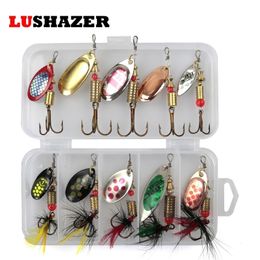 Baits Lures 10pcslot LUSHAZER fishing spoon baits spinner lure 3g-7g fishing wobbler metal lures spinnerbait isca artificial free with box 230608