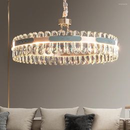 Pendant Lamps LED Postmodern Gold Stainless Steel Crystal Designer Chandelier Lighting Lustre Suspension Luminaire Lampen For Dinning Room