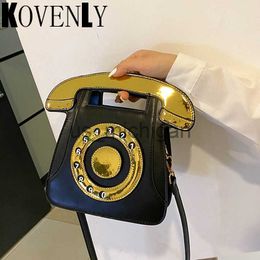 Evening Bags Young Girl Simulation Telephone Creative Design Handbag Cute Style Shoulder Bag Fashion Leather Woman Bag Fashion Crossbody Bags J230609