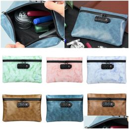Storage Bags Firedog Waterproof Smoking Smell Proof Bag Leather Tobacco Pouch With Combination Lock Herb Odor Stash Container Case D Dh1Wv