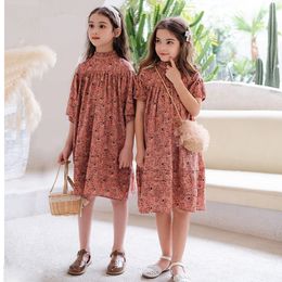 Girls Dresses 6M To 18Y Kids Baby Teen Summer Dress Women Midi Children Clothing Fashion Sisters Floral Romper #7001 230608