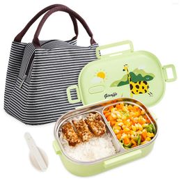 Dinnerware Sets 700ml Fruit -Safe Materials 2 Compartments Adults Factories Design Lunch Box Air Hole Office Leak Proof With Spoon