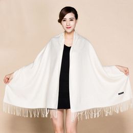 Scarves Solid White Soft Women's Large Fashion Fine Tassels Cashmere Pashima Thick Long Shawl Scarfs Wrap Warm 112001