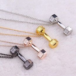 Chains Steel Titanium Barbell Dumbbell Pendant Gym Charm Muscle Men Man Fashion Necklace Unisex Beefcake Sports