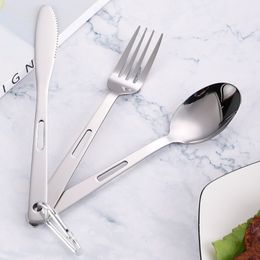 50Set/Lot Stainless Steel Spoon Fork Knife Set Camping Tableware Ultralight Travel Tourist Outdoor Cookware Wholesale