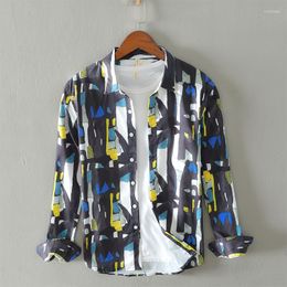 Men's Casual Shirts 2023 Spring Print Long Sleeve Dress Shirt For Men Comfortable Healthy Slim Fit Lapel Tops Smart