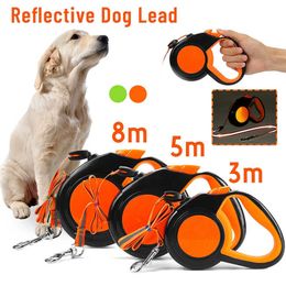 Dog Collars Leashes 1Pc 358M Automatic Retractable Nylon Leash Extendable Puppy Cats Traction Rope for Walking Running Pet Supplies Z0609