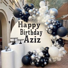 Other Event Party Supplies 137pcsset Black White Balloons Garland Arch Kit Latex Silver Chrome Globos Happy Year Birthday Decorations 230608