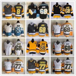 PittsburghPenguinsMovie Vintage Hockey Jersey Retro CCM Embroidery 68 Jaromir Jagr Jersey 77 Paul Coffey 8 Mark Recchi Jerseys