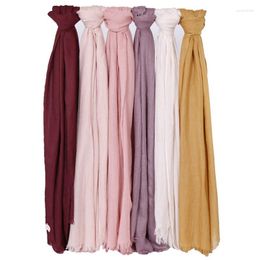 Scarves High Quality Headband Long 190 120cm Fashion Soft Linen Cotton Scarf Shawls Muslim Large Hijab Plain Wraps