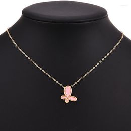 Pendant Necklaces ZHINI Stainless Steel Choker Necklace Simple Cute Pink Butterfly For Women Wedding Fashion Jewellery Gift