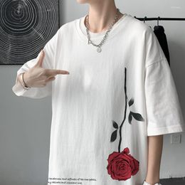 Men's T Shirts Men's CottonT-shirt Floral Mens Summer Fashion 5XL Oversized Tee White Casual Tshirt For Man