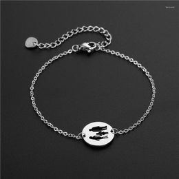 Link Bracelets Steel Engraved Bracelet For Family Mom Dad Daughter Adjustable Chain Charm Silver Plate Stainless Jewellery