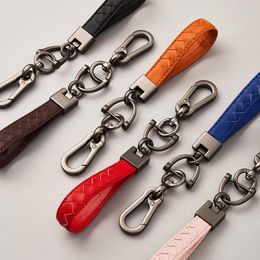 Keychains Fashion Handmade Braided Rope Car Keychain Accessories High Quality Sheepskin Pendant Soft Leather Key Chain For Women