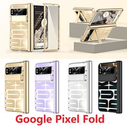 Plating Clear Cases For Google Pixel Fold Case Transparent Pen Slot Hinge Protective Film Screen Cover