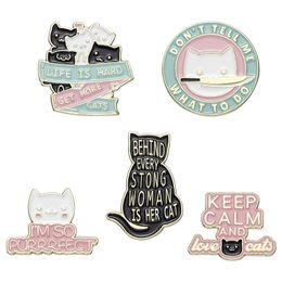 Brooches Pins for Women Fashion Brooch Pins Clips Cartoon Animal Cat Letter Don't Tell Me What To Do for Dress Cloths Bags Decor Enamel Jewellery Badge Wholesale