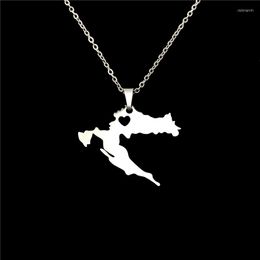 Chains Stainless Steel Necklace Croatia Map Pendant Necklaces For Women Silver Color Choker Jewelry Gift Croatian Custom Jewelery