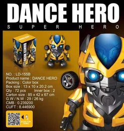 LED Dance Hero Transformersed Bumblebees Music Bee Flashlight Light Sound Music Smart Robot Model Toy Gift