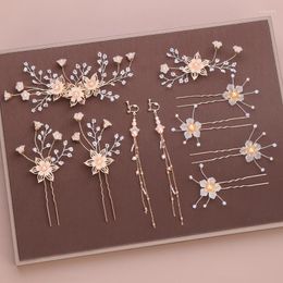 Hair Clips Ancient Style Ornaments Korean Charm Hairpin Pearl Metal Hanfu Headdress Set Fecorations Female