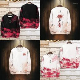 Men's Hoodies 1pcs Vintage Teenagers' Round Neck Thin/ Thick Pullover Sweatshirt Lover's Flower Pattern Casual Tops Men Boy
