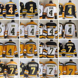 BostonBruinsMovie CCM Vintage Ice Hockey 4 Bobby Orr Jerseys Stitched 7 Phil Esposito 21 Dean Portman Jersey Black White 75th Yellow Men Retro