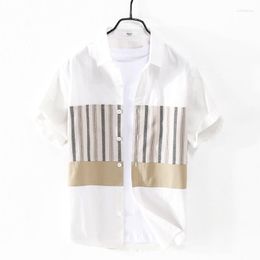 Men's Casual Shirts Designer Arrival Short-sleeved Cotton White Shirt Men Fashion Patchwork Comfortable For Camisa Chemise Tops