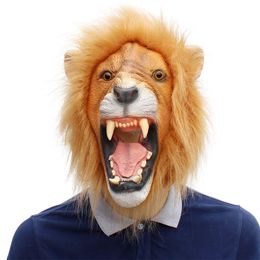 Party Masks Halloween Costume Lion Animal Head Latex Mask Free Freight 230608