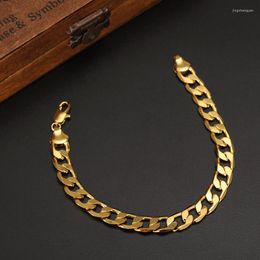 Bangle High Qualiaty Gold Bracelet Men Jewellery Wholesale Trendy Colour 21CM 9MM Thick Cuban Link Chain Bracelets Boy Gifts