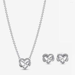 Chains Women's Jewellery Set. Necklace. Ear Studs. 925 Silver. Ornaments. Gifts. Free Of Postage. Fashion. Diamond Inlaid. Love. Trend.