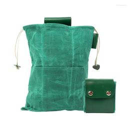 Storage Bags Harvesting Canvas Leather Foraging Pouch Waxed Collapsible Multifunctional Belt Bag Camping Travel Fruit Picking Outdoor