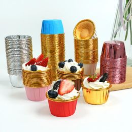 Baking Moulds 50PCS/Pack Muffin Cupcake Liner Cake Wrappers Cup Gold Silver Coated Paper Cups Heat Resistant Mould Supplies