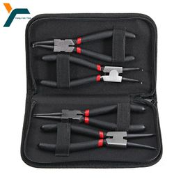 Pliers 4Pcs Circlip Plier Set 7 Long Nose Staight Bent Inner Outer Retaining Snap Ring Remover Tool 230609